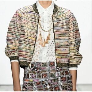 Nicole Miller MultiColored Metallic Bomber Jacket
